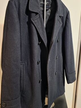 Black Rivet Boys Black Double-Breasted Wool Peacoat